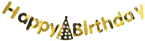 באנר ליום הולדת שמח - כובע יום הולדת מוזהב באנר יום הולדת למסיבת יום הולדת קישוט - ציוד למסיבות קישוט יום הולדת