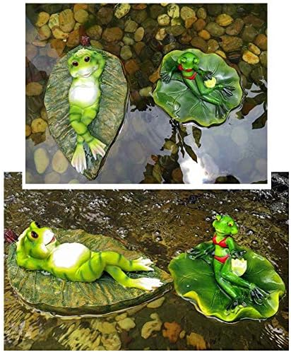 צפרדע מלאכותית של Nuanyi פרחים צפים פרחים מיכל בריכה קישוט בעלי חיים שרף דגי אקווריום דגים, A+16 × 14 × 9 סמ