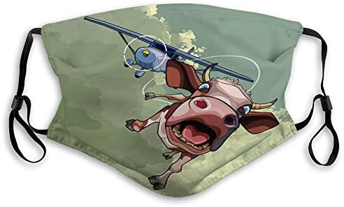 קריקטורה קישוט פה לשני המינים פרה מצחיקה מועברת באוויר במטוס כיסוי לולאת אוזניים