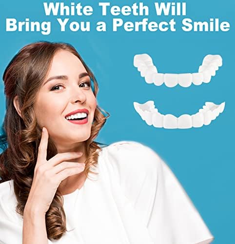 2 יחידות חזיתות שיניים לנשים וגברים, שיניים תותבות זמני מזויף שיניים הצמד על חזיתות, חזיתות שיניים