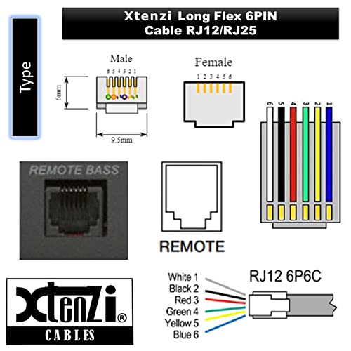 Xtenzi 6pin כבל Flex כבל XTFC אביזר חוט XT91615 עבור AMP ידית מרחוק תואם לדינמיקה של דינמיקה Q