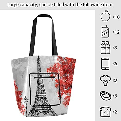 פריז מגדל אייפל מתקפל כתף תיק לשימוש חוזר מכולת תיק כבד החובה בית ספר תיק קניות תיק לעבודה חוף נסיעות