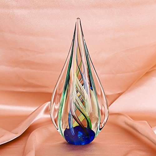 פסל זכוכית מפוצץ יד LCCCK, זכוכית אמנות מופשטת של אקווריום אקווריום לעיצוב בית על ספרים דקורטיביים, עיצוב