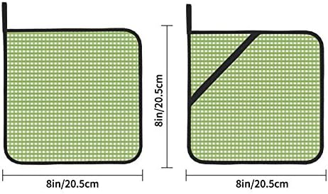 ג'ינגהאם בדוק ריבועי בד משובצים רפידות חמות מחזיק סיר עמיד בחום סט 2 מחזיקי סיר עם כיסים 8 × 8 אינץ