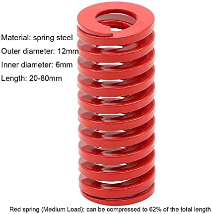 קפיץ AHEGAS אדום עומס בינוני לחץ על דחיסת קפיץ עובש טעון עובש קפיץ קוטר חיצוני 12 ממ x קוטר פנימי 6 ממ