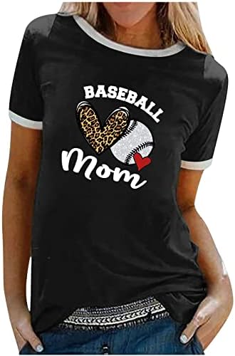 צמרות נשים חמודות חמוד חולצה גרפית חופשת בייסבול טרנדי אמא טיז