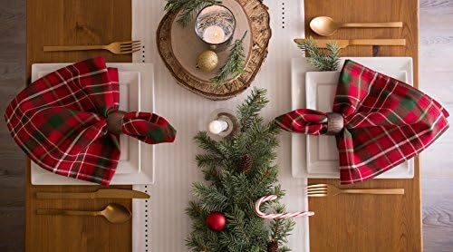 DII 14x72 רץ שולחן כותנה הפיך, סדנת סנטה - מושלם לארוחת ערב, חג המולד, חגים או שימוש יומיומי