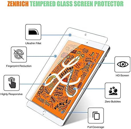 Zenrich iPad Mini 4 Case, iPad Mini 5 Case עם מגן מסך, מחזיק עיפרון, רצועת יד וחגורת כתפיים, שחור מחוספס