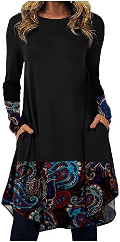 נוקמופו ערב השנה החדשה. נשים של שמלות אופנה מזדמן מודפס עגול צוואר סוודר רופף ארוך שרוול שמלה