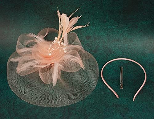 נשים תה מסיבת כובעי קנטאקי דרבי חתונה קוקטייל פרח רשת נוצות שיער קליפ