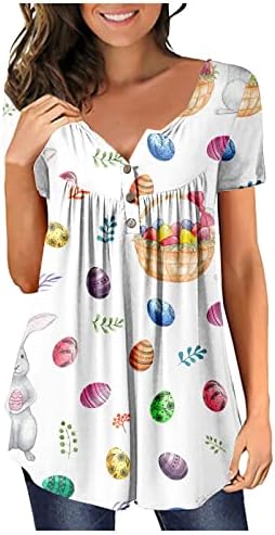 נשים קיץ קצר שרוול חולצות 3 כפתור מתגנדר מקרית עם צווארון חולצות שיפוע הדפסת חמוד חולצה טוניקת לעבודה