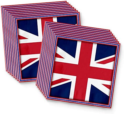 בריטניה בריטניה אנגליה בריטי דגל יום הולדת ספקי צד סט צלחות מפיות כוסות כלי שולחן ערכת עבור 16
