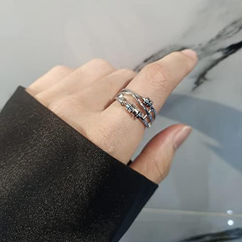 טבעת חרדה לנשים מקשקש טבעת טבעת ספינר פתוחה מתכווננת למתח הקלה על חרדה