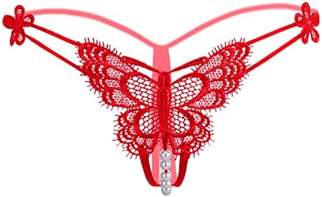 פניני נשים מיני ביקיני G-String חוטיני חוטיני מותניים נמוכים תחתונות תחרה חרוזי קשת חרוז