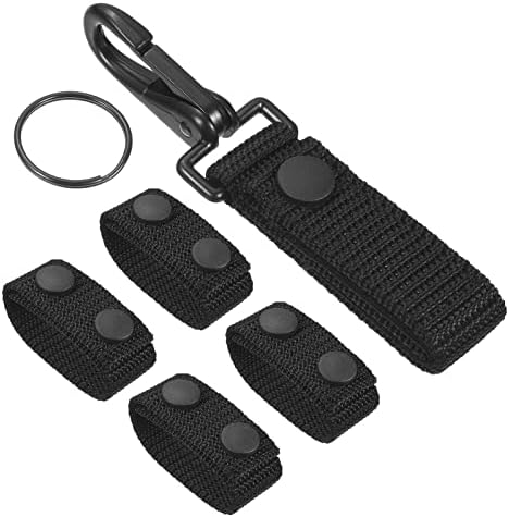 סט שומר חגורות פטיקיל, מחזיק מפתח לולאת רצועת רשת 5 יחידות ניילון עם מצליפים לתיקון אבטחת חגורה, שחור