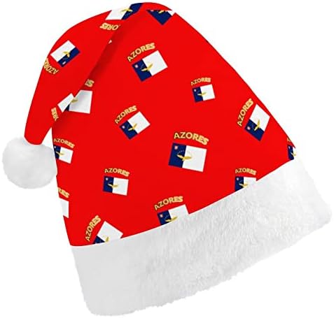 האיים האזוריים דגל מצחיק חג המולד כובע סנטה קלאוס כובעי קצר קטיפה עם לבן חפתים עבור חג המולד חג מסיבת אספקת קישוט