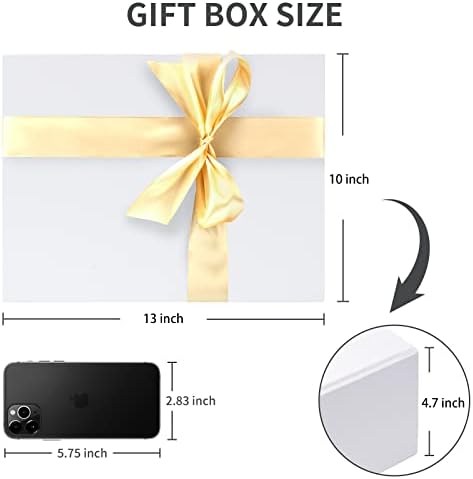 קופסת מתנה לבנה בצ ' צ 'ניה 3 מארז 13 על 10 על 4.7 אינץ' קופסת מתנה גדולה לשימוש חוזר בגדים קופסא מתנה
