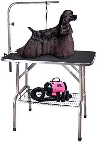 קוטב אורורה פינגקאי 36 שחור כבד החובה לחיות מחמד מקצועי כלב להראות נירוסטה מתקפל טיפוח שולחן עם