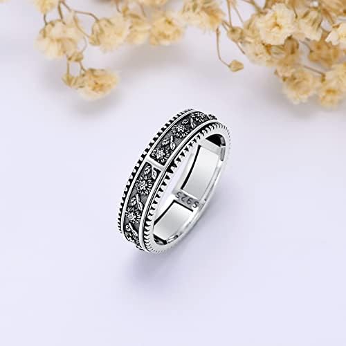טבעת טבעת 925 טבעות ספינר טבעת טבעת חרדה לסטרלינג לחרדה טבעת חמניות טבעת טבעות טבעות קושט תכשיטים לנשים