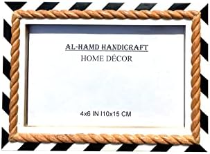 Al -HAMD HAMD מסגרת שברון לבן שחור -מסגרת תמונה -דפוס מרוקאי מורוקאי שיבוץ שיבוץ בעבודת יד -תלייה או ישב