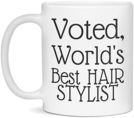 ספל קפה לסטייליסט שיער - מעצב השיער הטוב ביותר בעולם - מתנת חג המולד, 11 אונקיה לבן