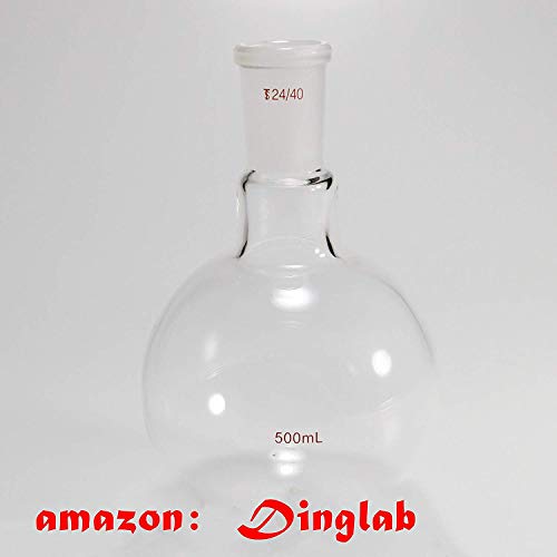 דינגלב, 500 מל, 24/40,1 צווארון, בקבוק זכוכית תחתון עגול, צוואר יחיד, בקבוק רותח, כלי מעבדה