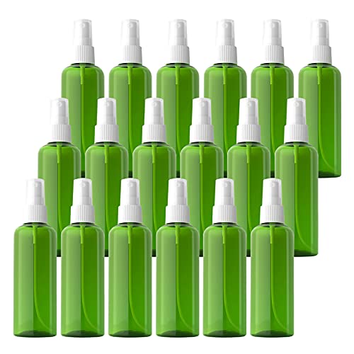 Dlibuy 100 יח 'ריק 100 מל 3.3 oz פלסטיק ירוק מחמד עדין עדין בקבוקי ריסוס עם מרסס לבן לבושם קוסמטי לבקבוק נייד נייד,