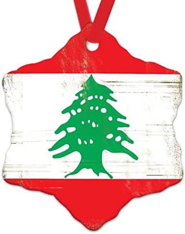 לבנון לאומי דגל חג המולד קישוטי לבנון חג המולד קרמיקה קישוט חג המולד עץ דקור עיר מזכרות מתנת חג