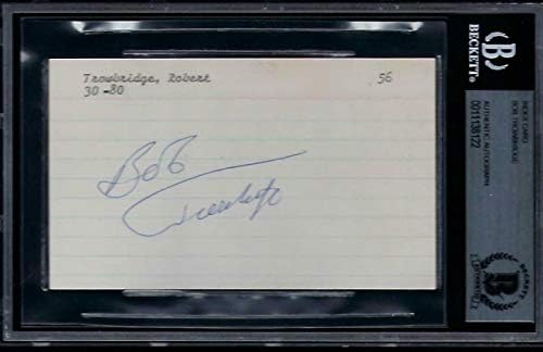 בוב טרוברידג ' חתם על כרטיס אינדקס חתום ב. ס. 1956 1957 ברייבס - ליגת הבייסבול החתומה חתימות