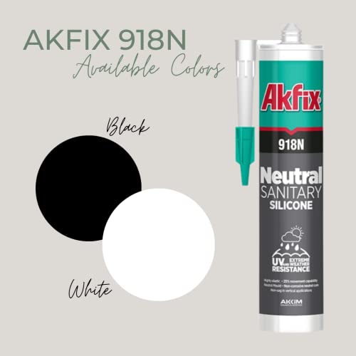 AKFIX 918N ריפוי ניטרלי איטום סיליקון - איטום שחור ליישומי אמבטיה ותברואה, כל מזג אוויר, ומסטה איטום