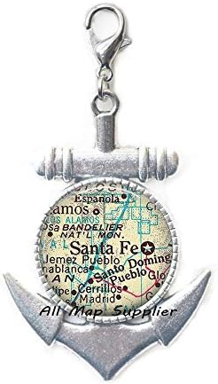 משיכת רוכסן עוגן אופנה, אבזם לובסטר מפת סנטה פה, תכשיטי מפות, שרשרת מפתחות של סנטה פה, רוכסן רוכסן עוגן