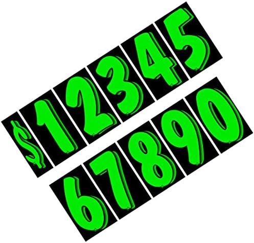 Versa-Tags 7.5 מדבקות מספר ויניל שחור/ירוק 11 תריסר תמחור של השמשה הקדמית וחבילה אחת של כל אחד