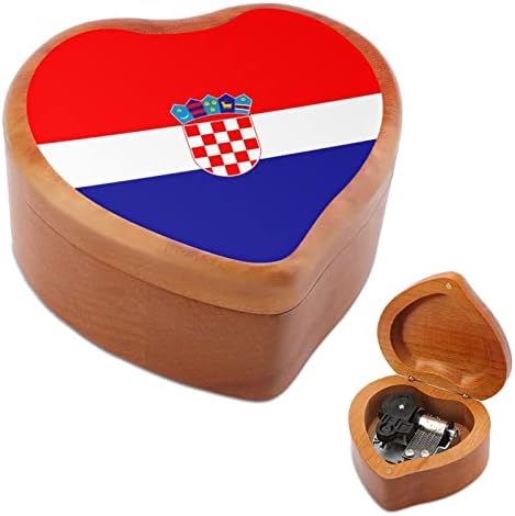 דגל קרואטיה קופסת מוסיקה מעץ Windup Windup בצורת קופסאות מוזיקליות מודפסות ליום הולדת של Valentine יום הולדת