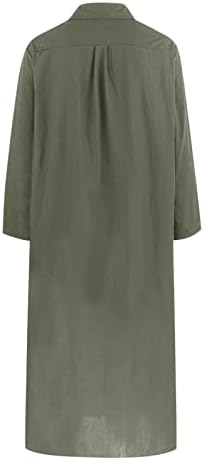 שמלות עסקיות של מיאשוי לנשים נשים רופפות שרוול ארוך מודפס שמלה ארוכה עם כיסים שמלה מזדמנת עסקית