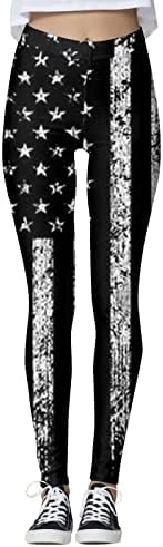 דגל אמריקאי פטריוטי ליגלי נשים המותניים הגבוהות בארהב דגל יוגה מכנסי יוגה קל משקל קל טייץ 'אימון