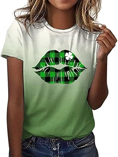 חולצת יום סנט פטריק נשים שמרוק מזדמן מודפס שרוול קצר חולצות יורדות חולצות ירוקות לנשים גרפיות