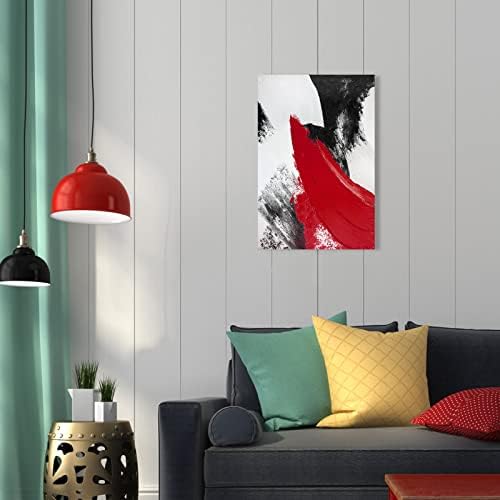 Ypy אדום אדום מופשט קיר קיר קיר: מינימליסטי מודרני -שחור -לבן ציור ציור הדפס פוסטר לסלון חדר שינה
