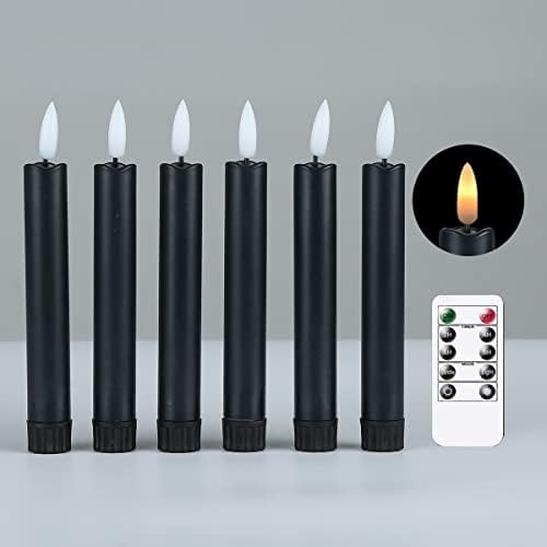נרות מהבהבים ללא להבה שחורים קצרים עם שלט רחוק, טיימר נרות חלון לד המופעל באמצעות סוללה בגודל 6.5