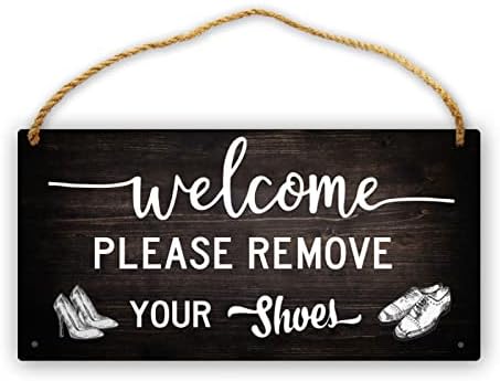 נעליים QKLGXLOBAL מחוץ לשלט הדלת בבקשה תוריד נעליים מהשלט, נעליים מחוץ לדלת שלט המשרד חדר מלאכה אמנות קיר
