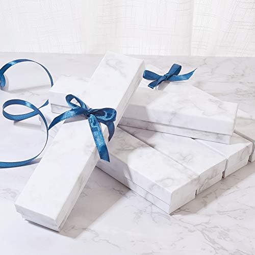 Benecreat 8 חבילה מלבן מלבן קרטון קופסאות תכשיטים שיש שרשרת לבנה קופסת צמיד לסט תכשיטים, אריזת מתנה של