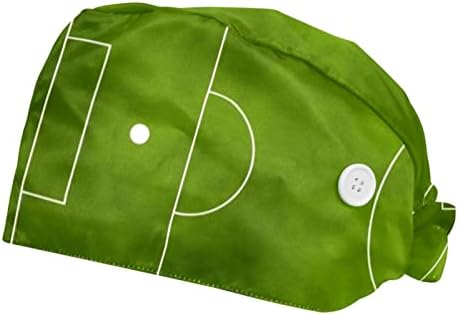 OELDJFNGSDC 2 חבילות כדורגל שדה ירוק כובע עבודה עם כפתורים לנשים/גברים רצועת זיעה עניבה מתכווננת