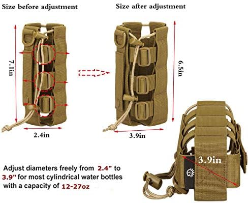 Jadedragon Molle Water Bottle Cabuter Holder Tactical Water Bottle Carker Carrier המותניים המותניים חבילת