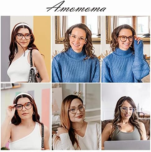אמומומה טרנדי כחול אור קריאת משקפיים לנשים, רטרו טר90 עגול סגלגל אנטי בוהק חמוד משקפיים קוראים6052
