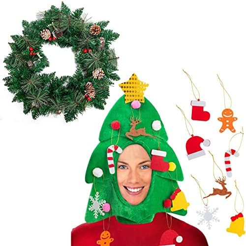 זרי חג מולד מלאכותיים של DOLESTAR כובע עץ חג המולד 16 אינץ