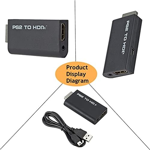 WDBBY נייד PS2 ל- HDMI 480i/480p/576i ממיר וידאו שמע עם פלט 3.5 ממ תומך בכל מצבי התצוגה