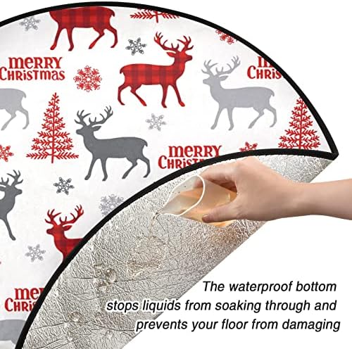 Mnsruu חצאית עץ חג המולד מחצלת עץ עץ אטום למים להגנה על רצפה, קישוטי פתיתי שלג עץ צבי חג המולד,