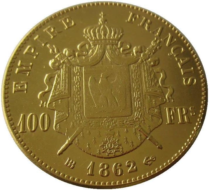 100 פרנק 1862-1869 אופציונלי פרנק פרנק עותק זר מטבע זיכרון מצופה זהב