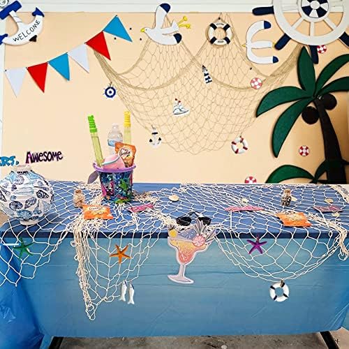 קישוטי מסיבה טבעיים דקורטיביים עם דגים עם אביזר DIY, תפאורה ים תיכונית לפיראטים, הוואי, בת