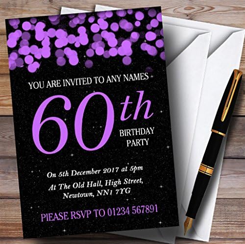 סגול בוקה וכוכבים ה -60 הזמנות למסיבת יום הולדת בהתאמה אישית
