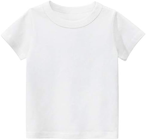 טיז צווארון עגול כותנה מוצק חולצות בני בנות קצר שרוול פעוט נוחות רך חולצה גופיית חולצות